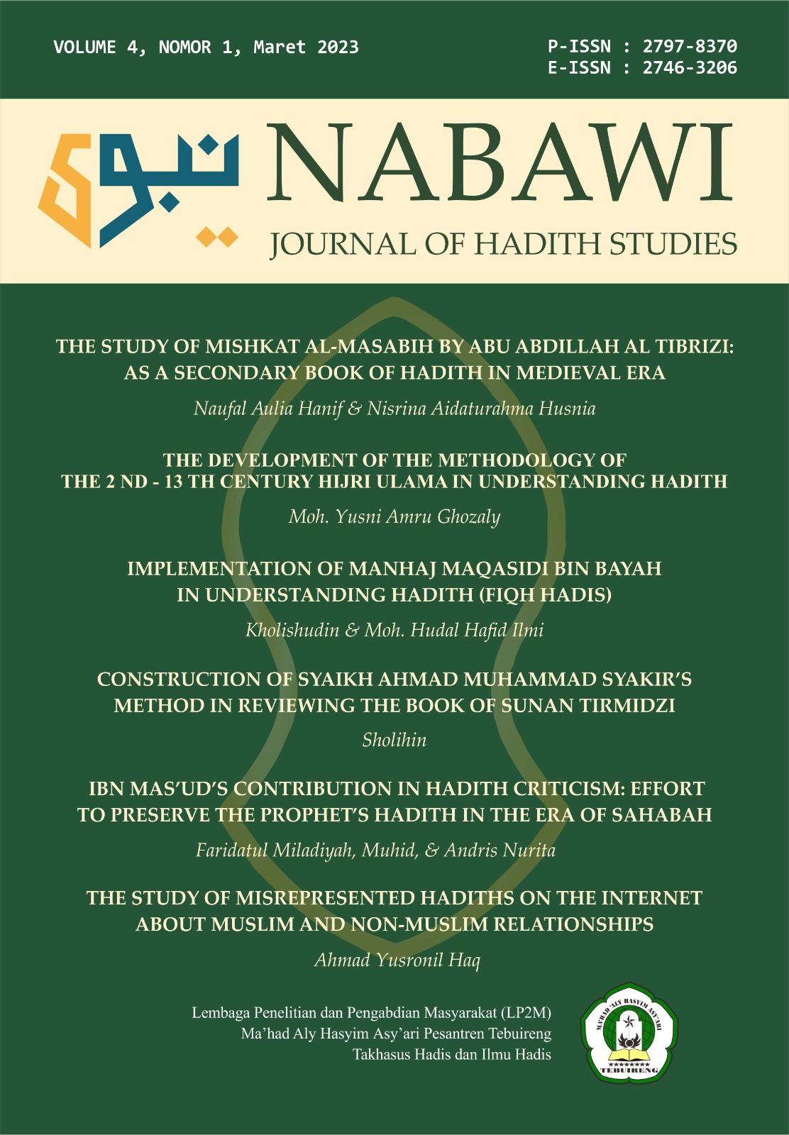 Cover Jurnal Nabawi Vol 4 No 1